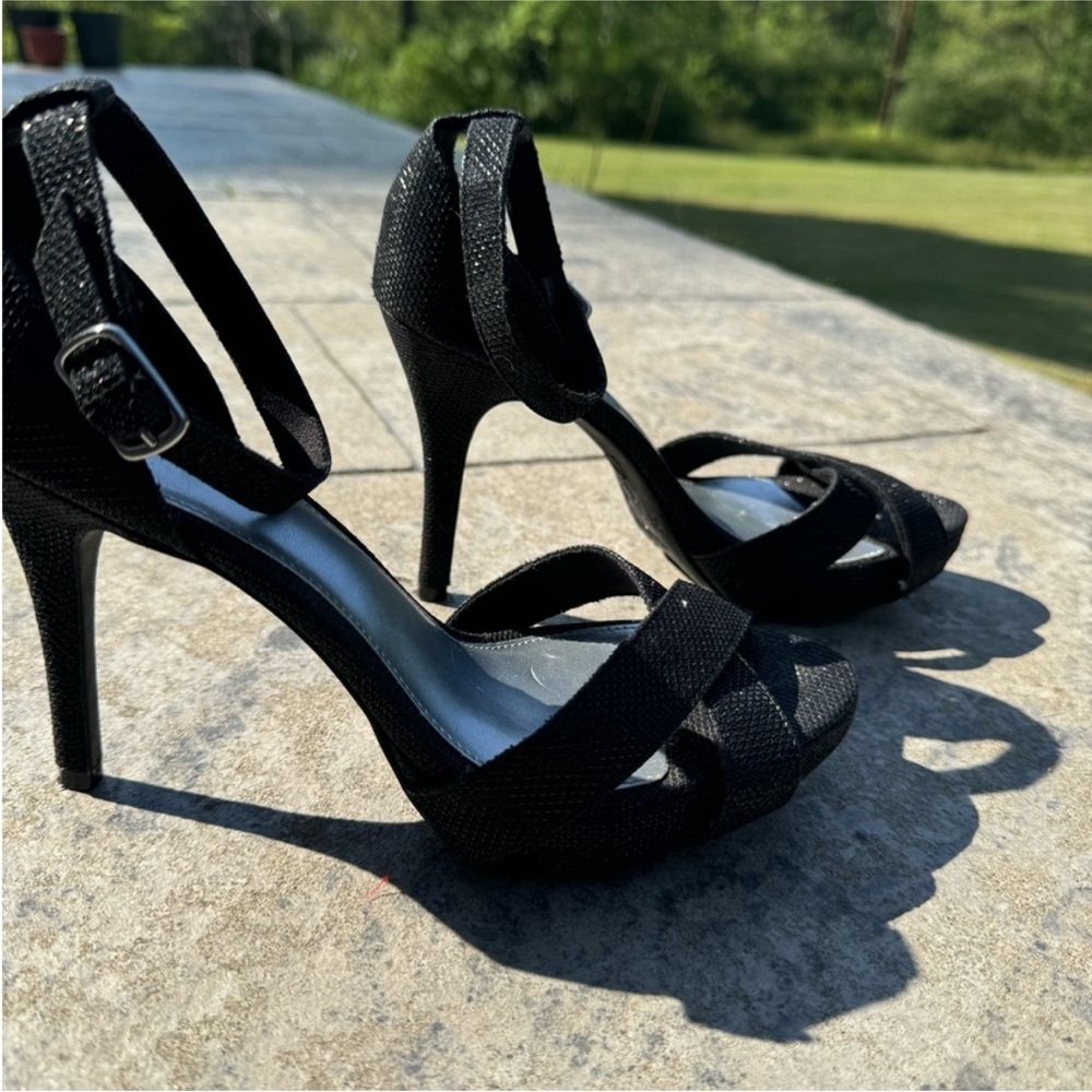 Fiona black sparkly high heels pumps dress shoes special occasion women’s 7.5